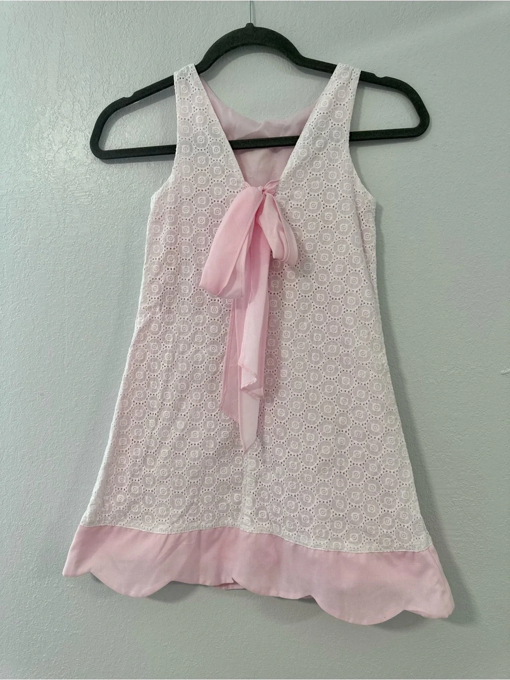 Chantilly Place Girls Eyelet Dress Sz 6 White Pink Sleeveless Easter Party Dress